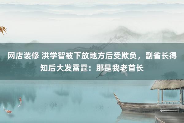 网店装修 洪学智被下放地方后受欺负，副省长得知后大发雷霆：那是我老首长